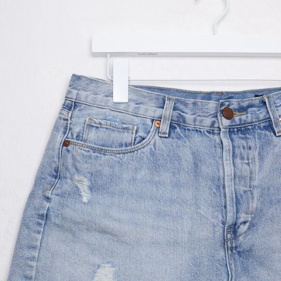 BLANKNYC Distressed High Rise Cutoff Shorts Denim Button Fly Light Wash Sz 30 - Picture 3 of 8